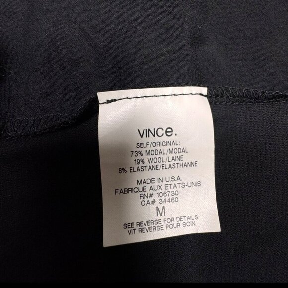 VINCE Sleeveless Asymmetrical Mini Dress Sz.M Black Draped Neck Minimalist - Picture 8 of 10